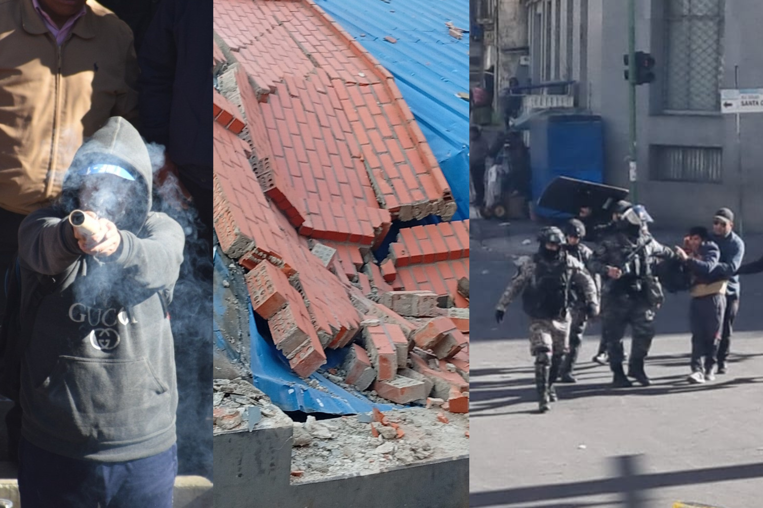 Destrozos, aprehendidos y zozobra en el centro de La Paz durante marchas
